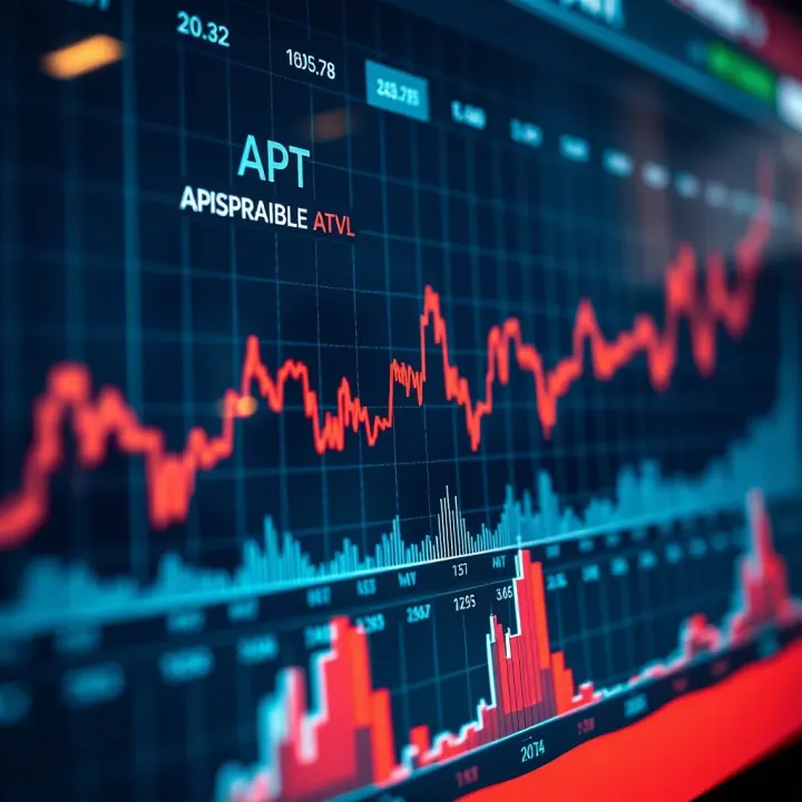 Graph showing fluctuations and trends in cryptocurrency price over time