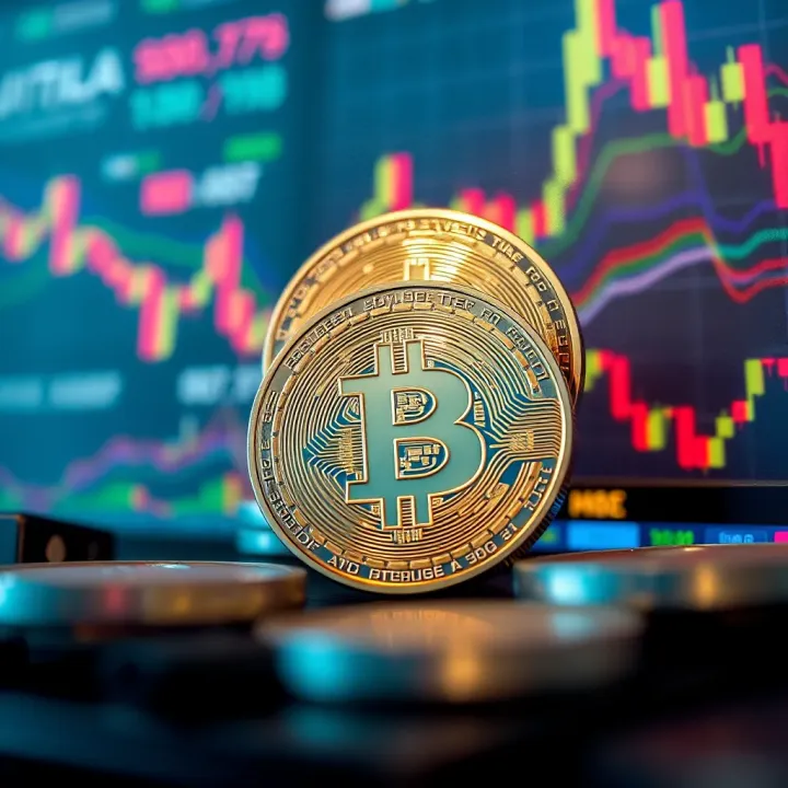 Digital representation of BGB cryptocurrency surrounded by data charts and market indicators