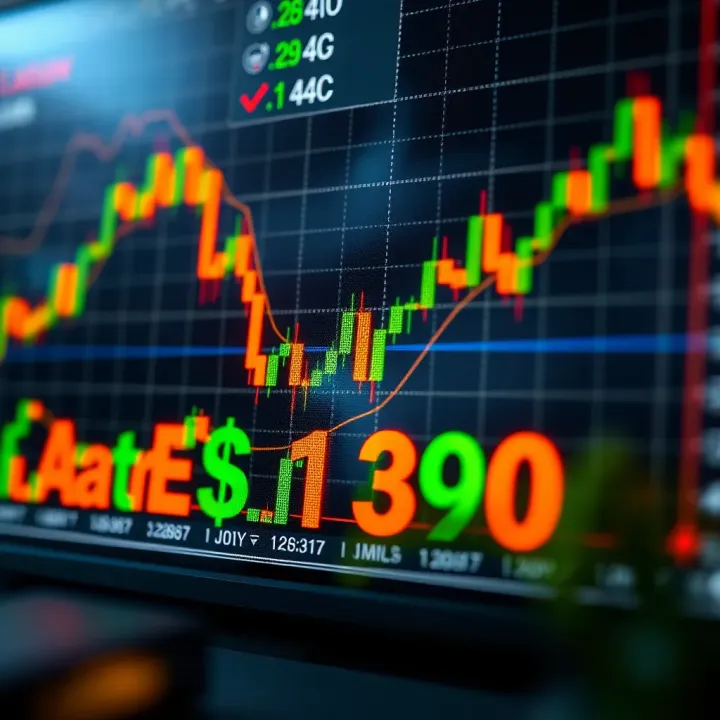 Conceptual illustration of binary trading charts with Islamic finance symbols