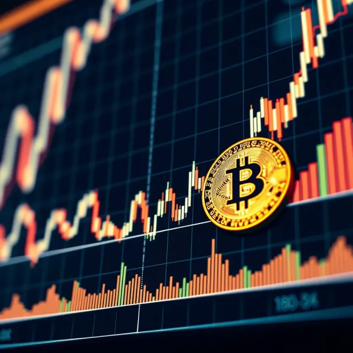 Graph illustrating Bitcoin price fluctuations with market trend indicators