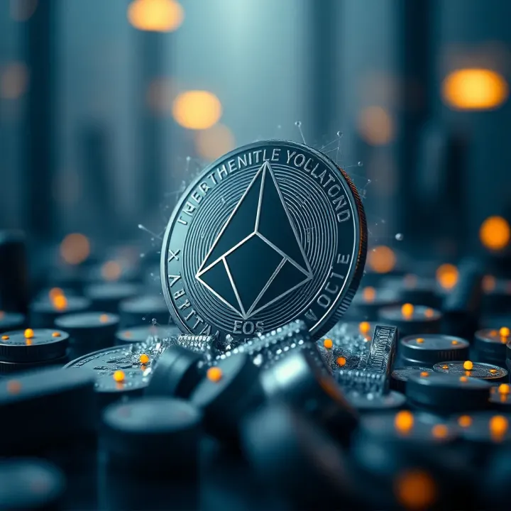 Blockchain Technology Impact on EOS Valuation Digital representation of blockchain technology influencing EOS coin valuation