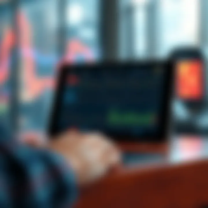 Tablet showcasing various forex trading tools and security features interface