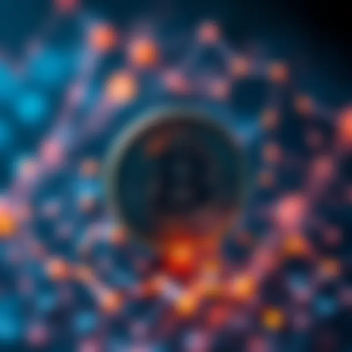 Abstract graphic depicting blockchain technology with interconnected nodes symbolizing adoption and growth