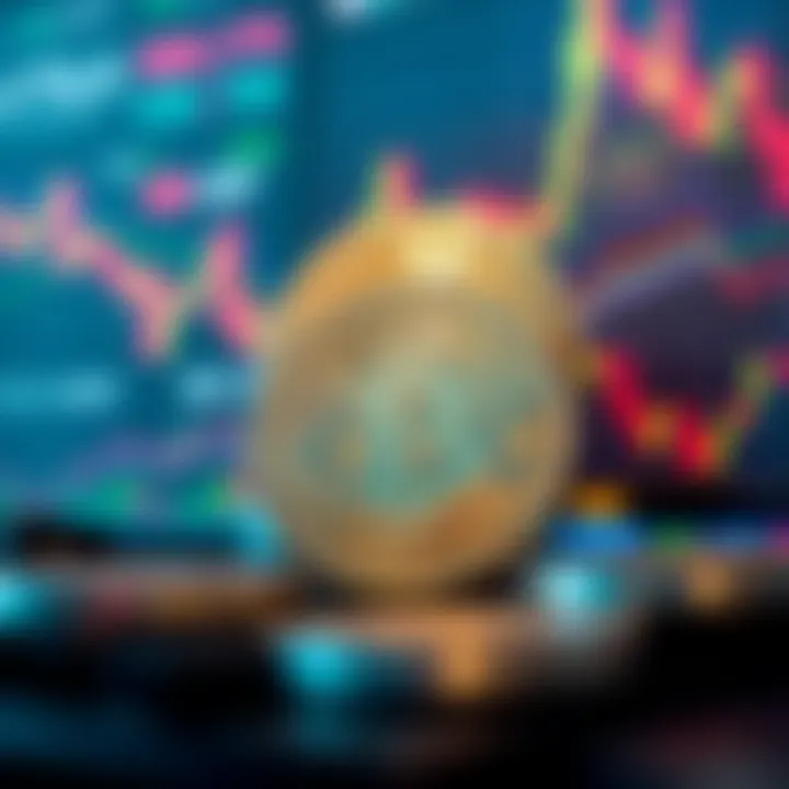 Digital representation of BGB cryptocurrency surrounded by data charts and market indicators