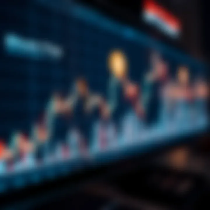 Graph showing fluctuating Bitcoin price trends with a digital background