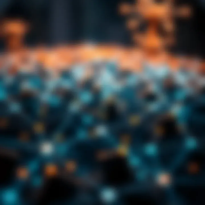 Conceptual visualization of blockchain network nodes and cryptocurrency adoption trends