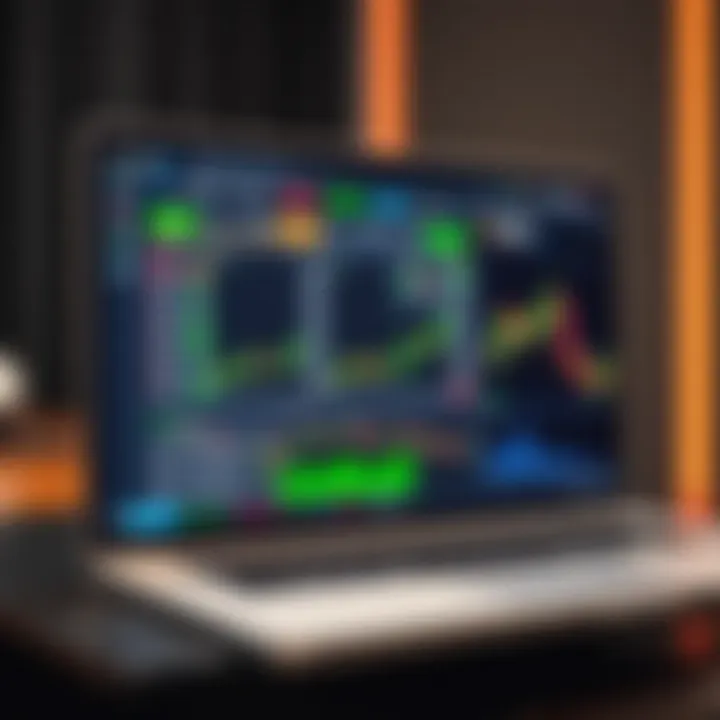 Dashboard interface displaying real-time stock market charts and trading options on a digital platform