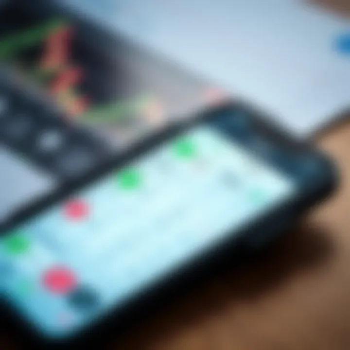 User interface of a stock trading app showing market data and trading options on a smartphone screen