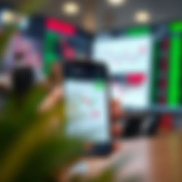 Mobile device showcasing a user-friendly trading app interface with charts and market data