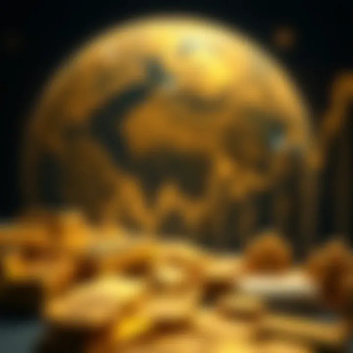 Representation of currency exchange impact on gold prices within global market context