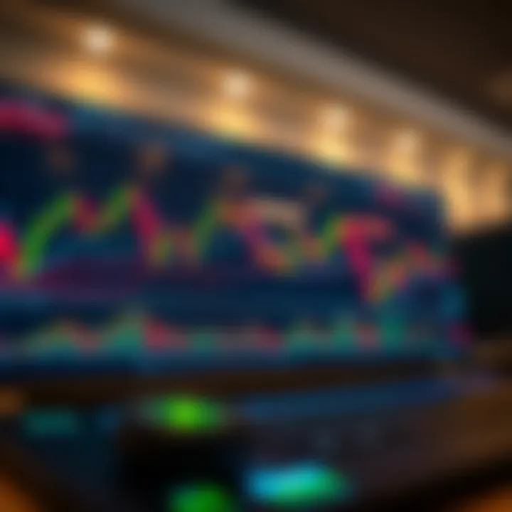 Chart displaying technical indicators and candlestick patterns for market analysis