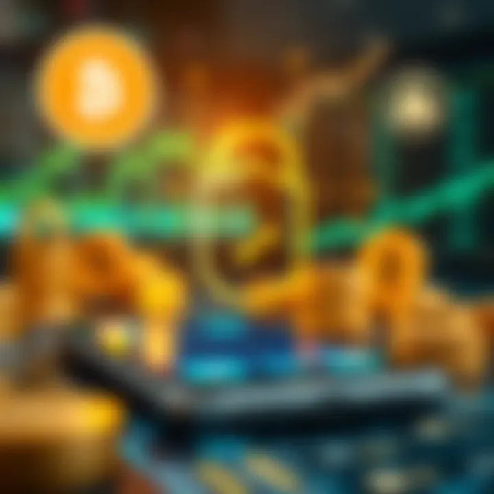 Illustration of digital currency symbols and security icons representing safe trading