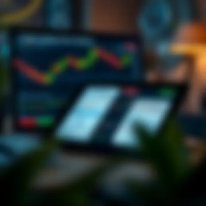 Collection of free PDF resources and books on trading chart patterns displayed on a digital tablet and laptop screen