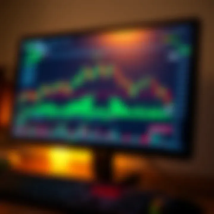 Cryptocurrency market charts and trading interface on a computer screen