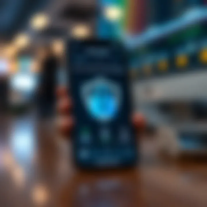 Secure mobile device illustrating encryption and protection features for safe trading