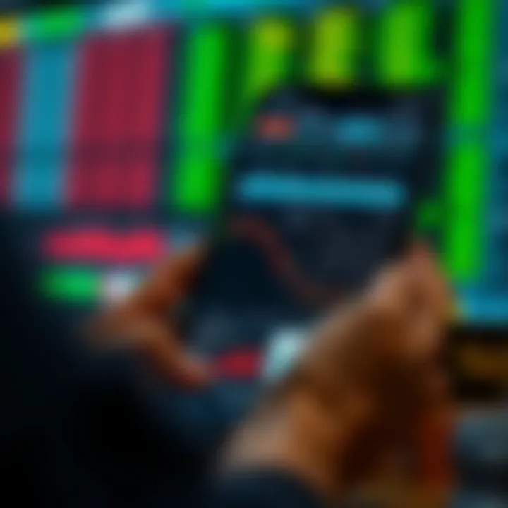 Smartphone displaying various trading app interfaces with charts and market data tailored for Pakistan