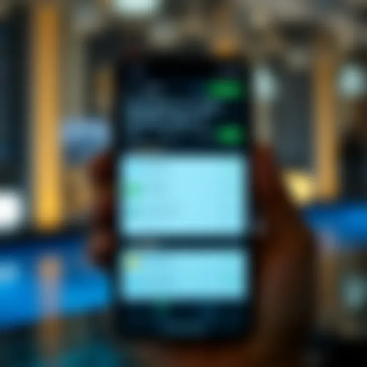 Mobile phone displaying Quotex trading platform interface with clear options and charts