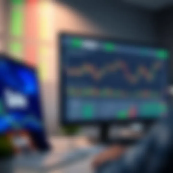 Computer screen displaying the Quotex trading platform interface with charts and trading options