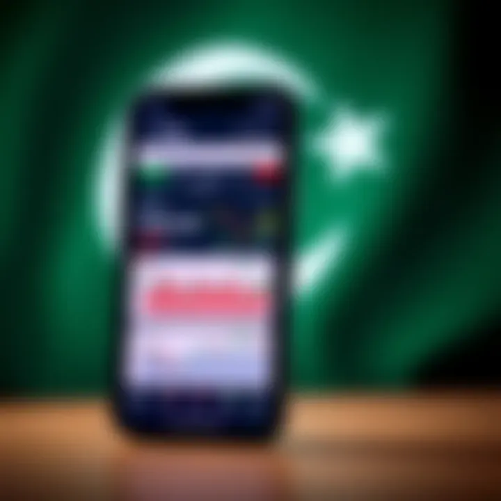 Mobile phone screen showing various trading charts and stock market data with Pakistani flag in background