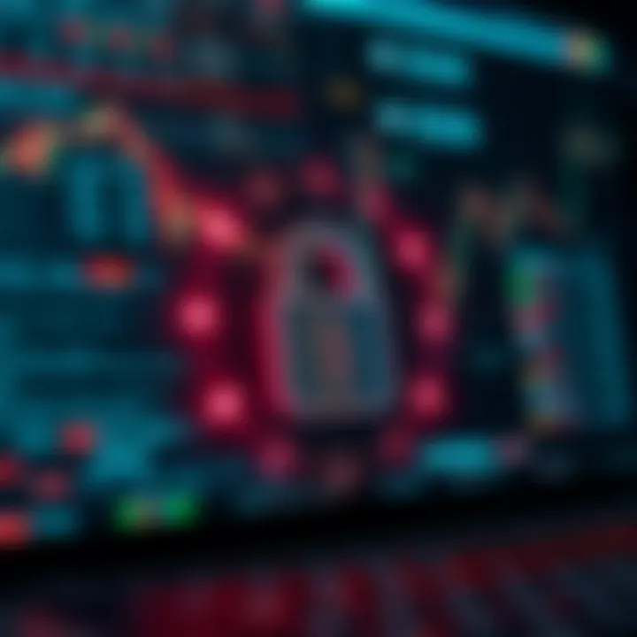 Secure online trading with encrypted data and lock symbol representing cybersecurity