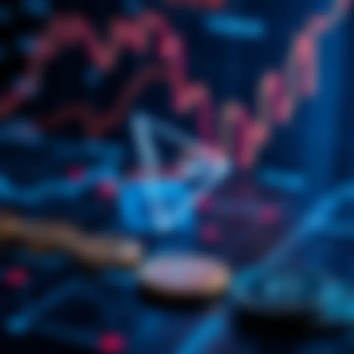 Conceptual illustration of TRON cryptocurrency with digital currency symbols and data overlay