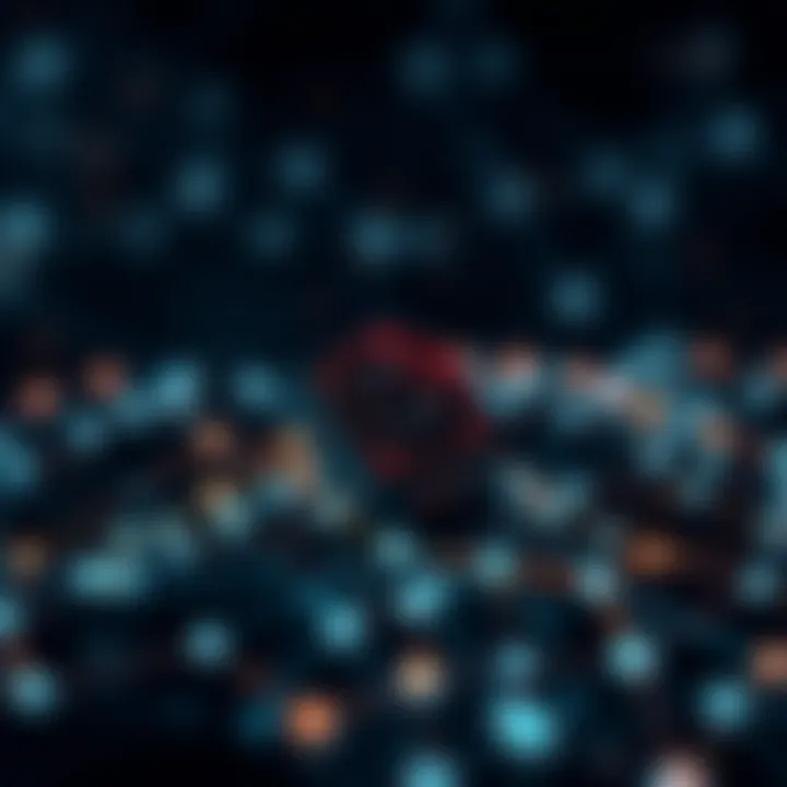 Digital representation of Cardano blockchain technology with connected nodes and tech updates