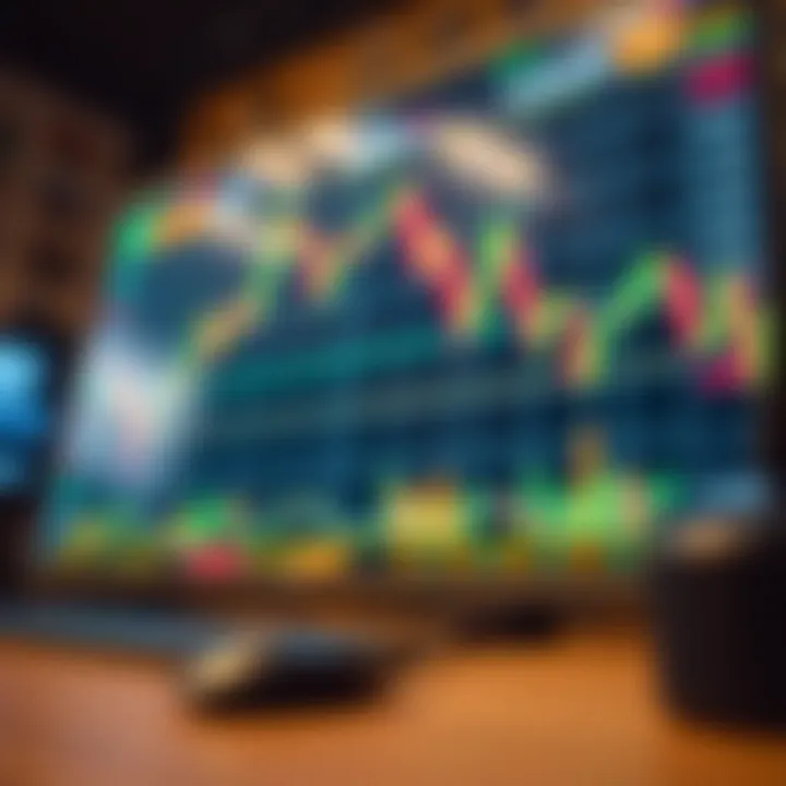 Illustration of a digital trading platform interface with charts and options for binary trading