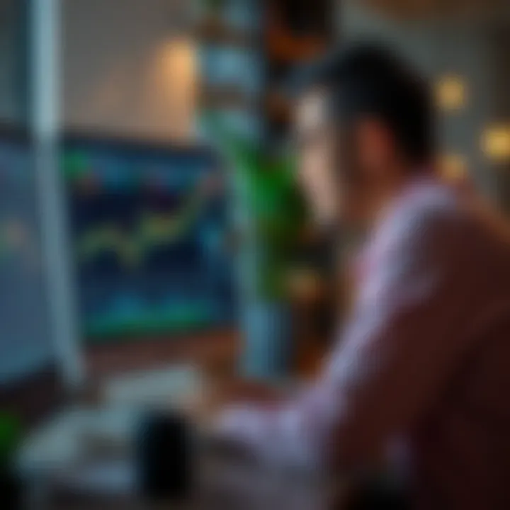 Visual representation of a beginner engaging with a demo account on a computer, illustrating risk-free learning in financial markets