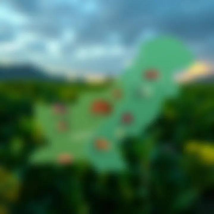 Map highlighting different regions of Pakistan with varied land price trends influenced by economic, legal, and social factors