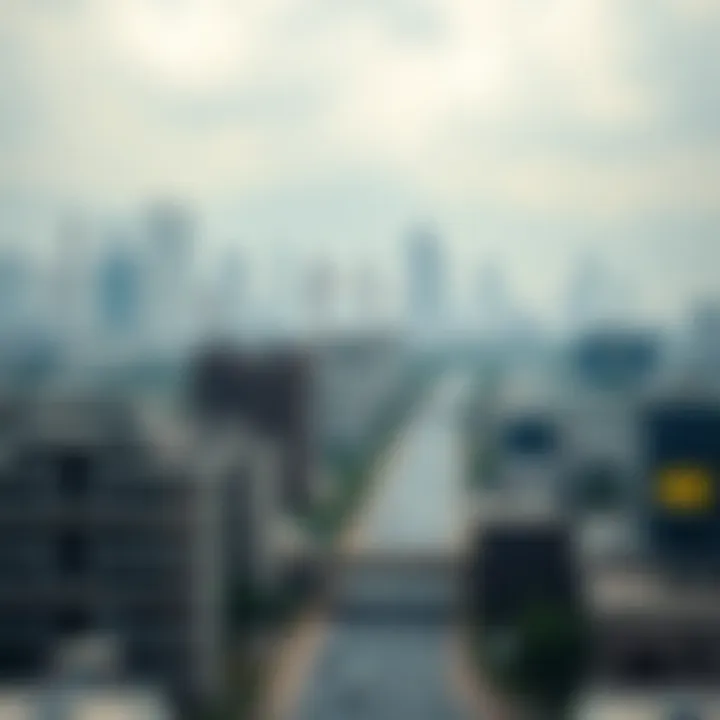 Urban skyline showcasing diverse buildings with ongoing construction projects illustrating rapid urbanization and infrastructure development