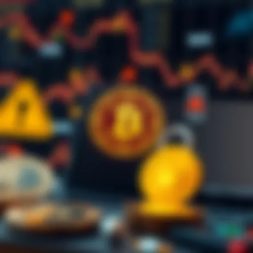 Risks and Legitimacy in Cryptocurrency Investment Platforms Conceptual illustration of risks and legitimacy in cryptocurrency investments with caution symbols and secure digital elements