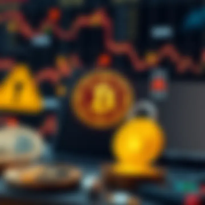 Risks and Legitimacy in Cryptocurrency Investment Platforms Conceptual illustration of risks and legitimacy in cryptocurrency investments with caution symbols and secure digital elements