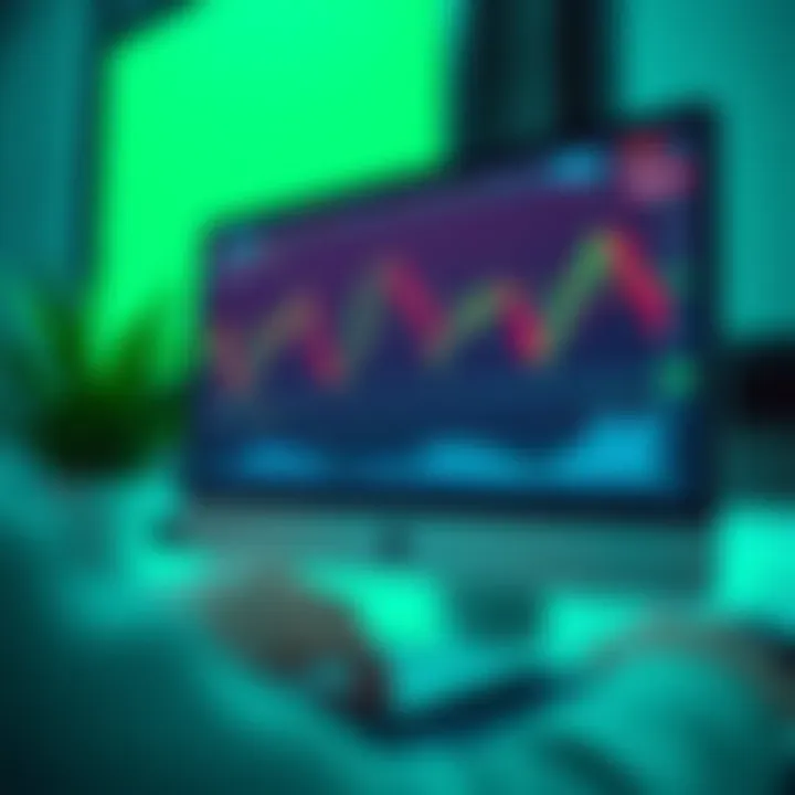 User interface displaying virtual trading dashboard with financial charts