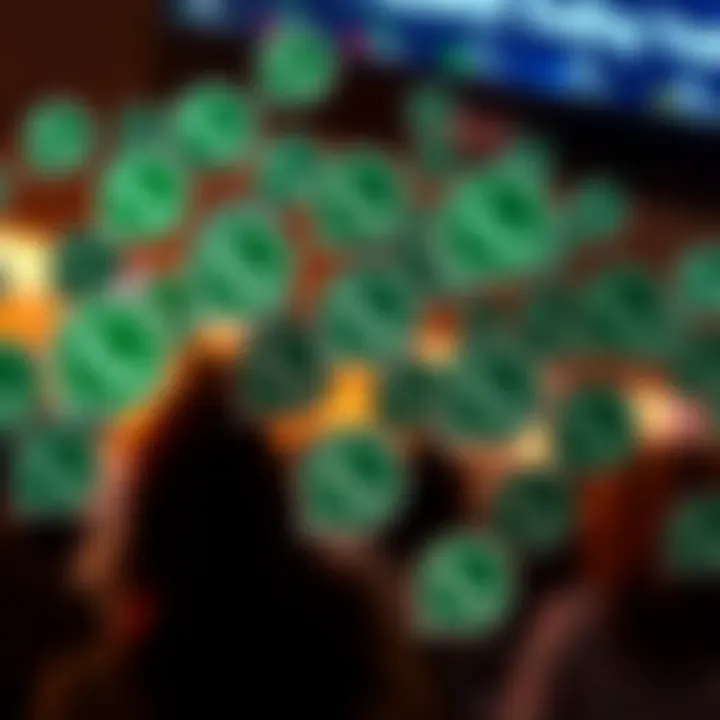 Collection of WhatsApp chat bubbles with various financial symbols and currency icons