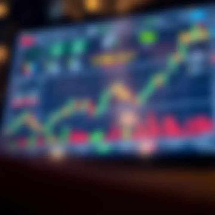 Illustration of a trading strategy chart with risk management elements and diverse asset symbols