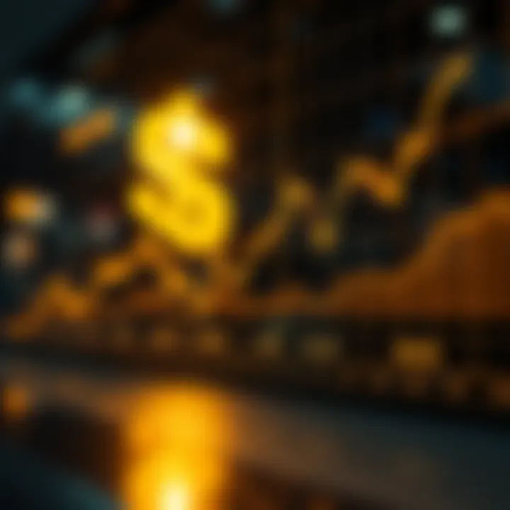 Graph showing fluctuations in gold price against US dollar with market trend lines