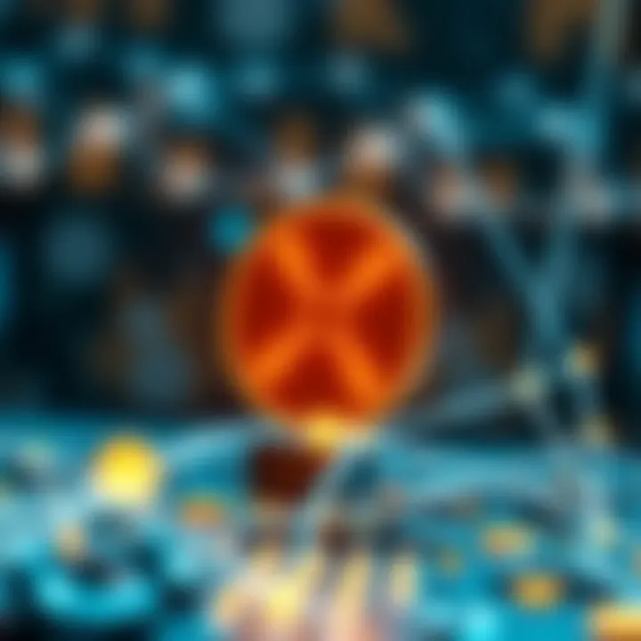 Illustration of blockchain technology and digital networks representing XRP's technical infrastructure advancements