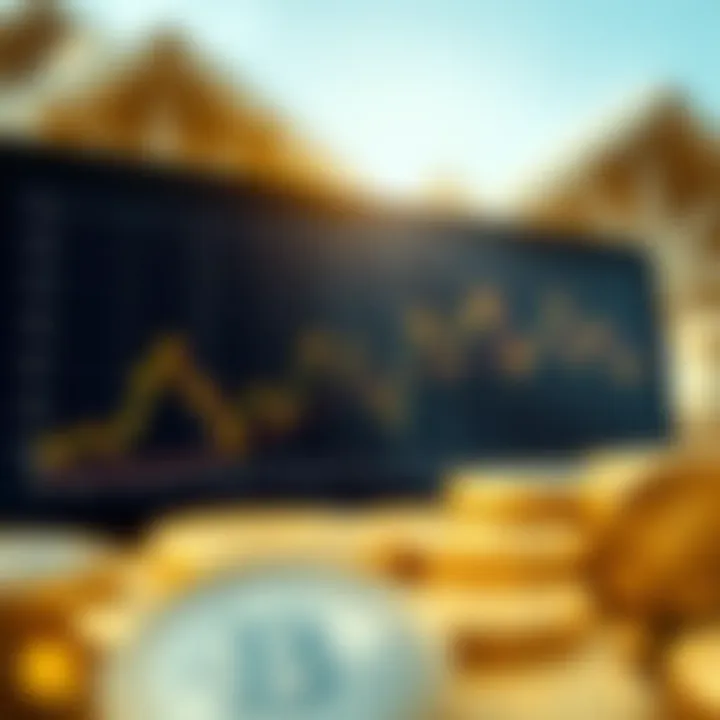 Graph showing fluctuations in gold price against the US dollar over time