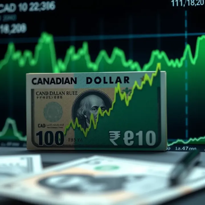 Graph showing fluctuation of Canadian Dollar against Pakistani Rupee over time
