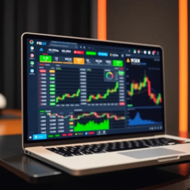 Dashboard interface displaying real-time stock market charts and trading options on a digital platform