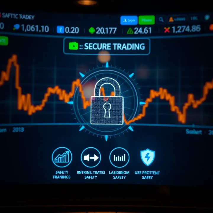Secure trading interface showing encryption and safety icons to emphasize protection of user investments