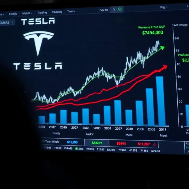 Tesla Financial Performance and Growth Metrics Chart showing Tesla's financial metrics highlighting revenue growth and profitability