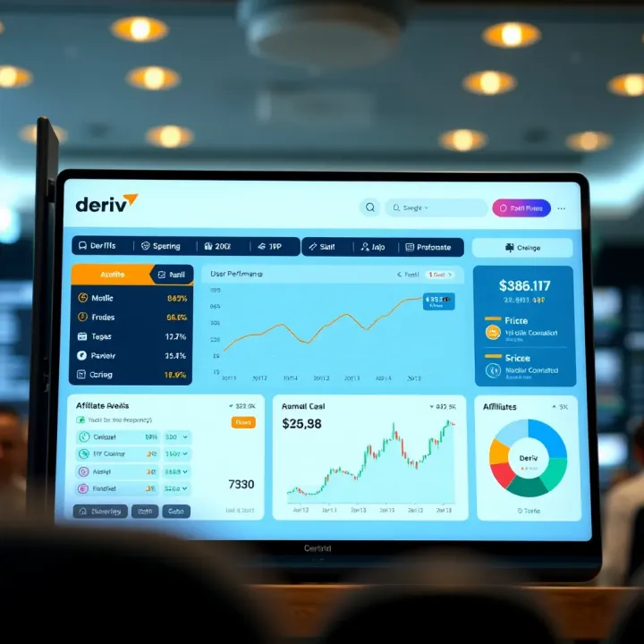 Overview of Deriv Affiliate login portal showing user dashboard interface with performance metrics and affiliate tools