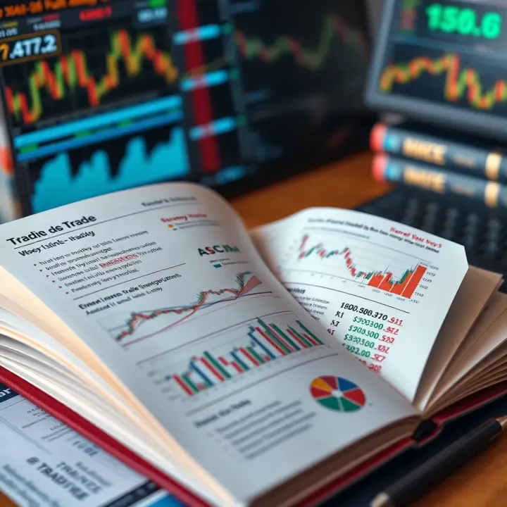 Open trading book displaying charts and strategy notes for market analysis