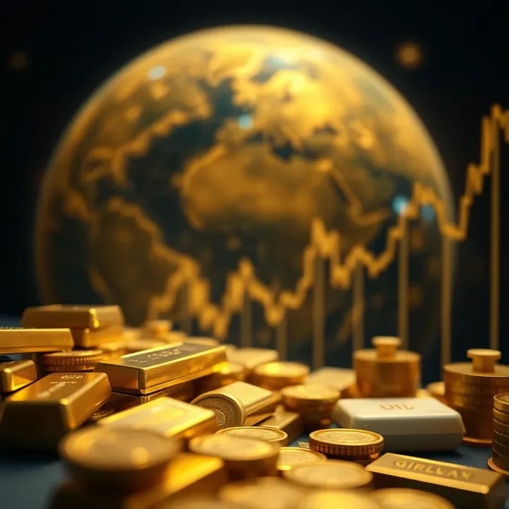 Representation of currency exchange impact on gold prices within global market context