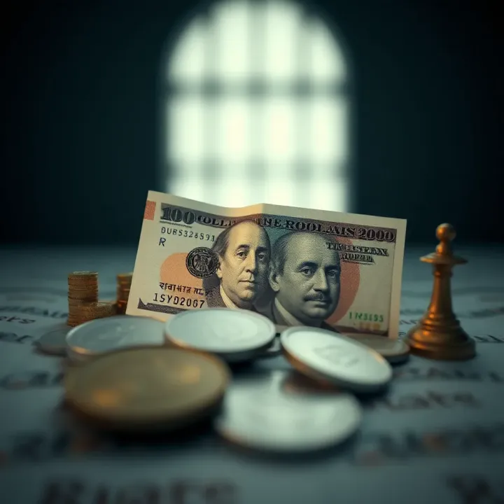 Economic and Political Influences on Pakistan's Currency Value Symbolic representation of economic and political factors impacting currency value in Pakistan