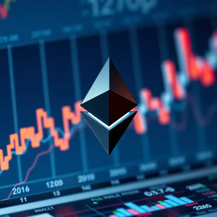 Graph showing Ethereum price trends with technological upgrade icons