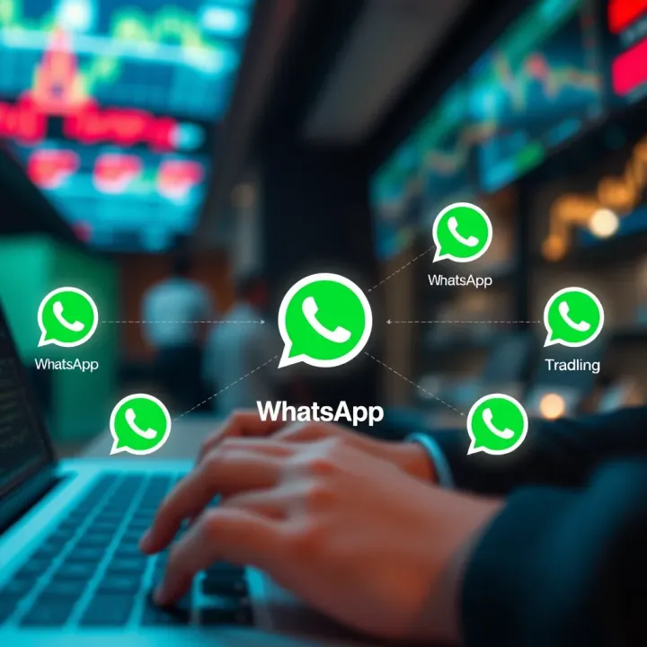 Diagram illustrating the connection of traders via WhatsApp groups for forex trading