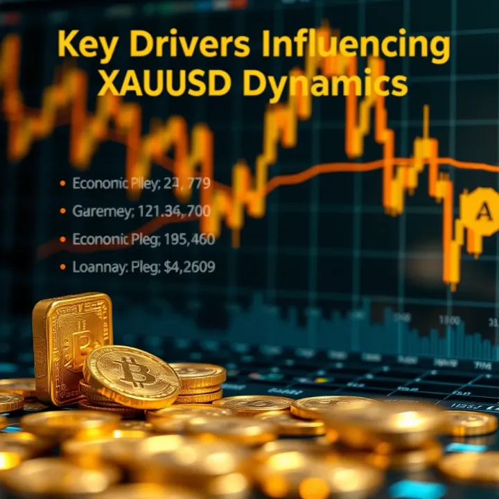 Key Drivers Influencing XAUUSD Price Dynamics Visual representation of factors influencing gold price such as economic indicators and currency strength