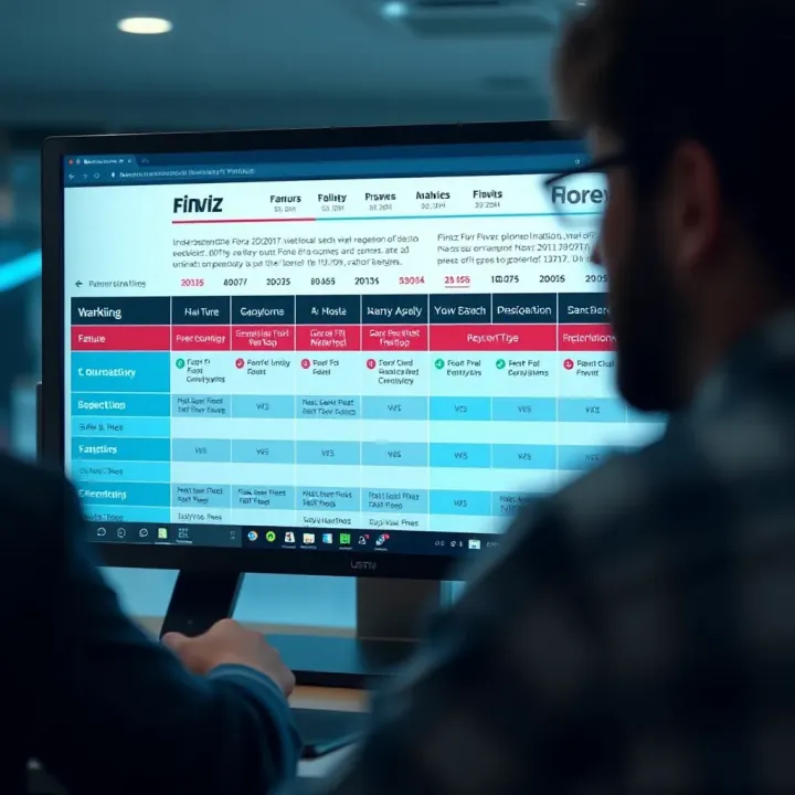 Comparison chart displaying features of Finviz and other forex analysis platforms